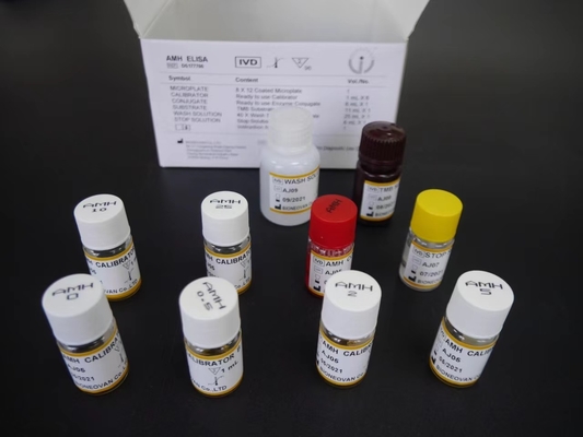 AMH ELISA TEST KIT cho huyết thanh Plasma 2-3 giờ Thời gian kiểm tra 2-8.C Nhiệt độ lưu trữ